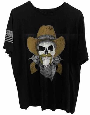 We The People Holsters Men's XL Shirt Cowboy skull gun Graphic Black Flag Usa
